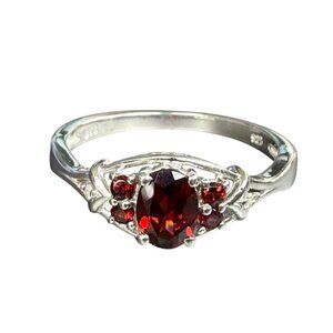 STS Sterling Silver 925 Garnet Gemstone Ring Size 10